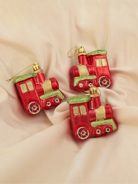 Ёлочные игрушки 3 шт. «Паровозик», 6.5?6.5 см, красный (комплект 2 шт)