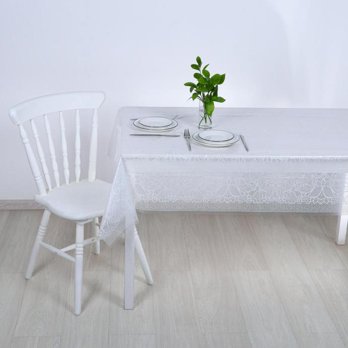 Скатерть без основы многоразовая «Ажур», 120×180 см, прозрачная - Фото 1