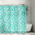 Штора для ванной «Ракушки», 180×180 см, полиэтилен, цвет зелёный - фото 317918573