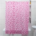 Штора для ванной «Ракушки», 180×180 см, полиэтилен, цвет розовый - Фото 1