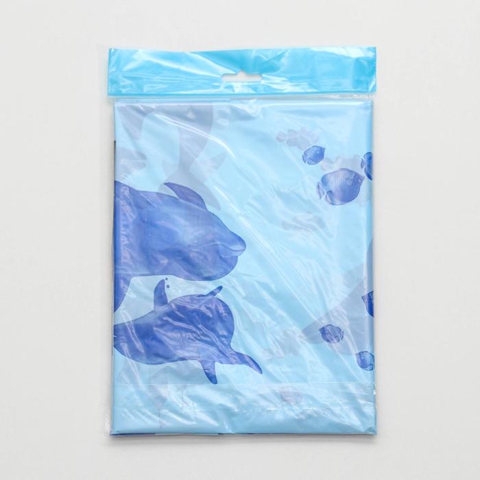 Штора для ванной «Дельфины», 180×180 см, полиэтилен, цвет голубой - фото 1927281785
