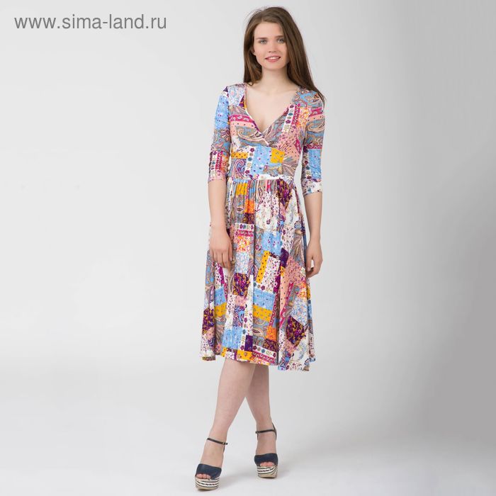 Платье женское, размер 52, рост 170 см, цвет цветной принт (арт. Y0269-0154 С+) - Фото 1
