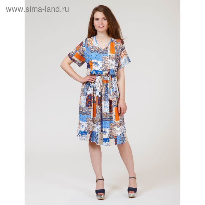 Платье женское, размер 54, рост 170 см, цвет цветной принт (арт. Y1158-0239 new С+) - Фото 1
