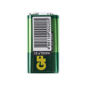 Батарейка солевая GP Greencell Extra Heavy Duty, 6F22-1S, 9 В, крона, спайка, 1 шт. 1542529