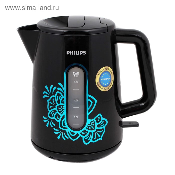 Чайник электрический Philips HD9310/93, пластик, 1.6 л, 2400 Вт, черный - Фото 1
