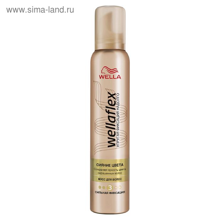 Мусс для волос Wellaflex "Сияние цвета", сильная фиксация, 200 мл - Фото 1