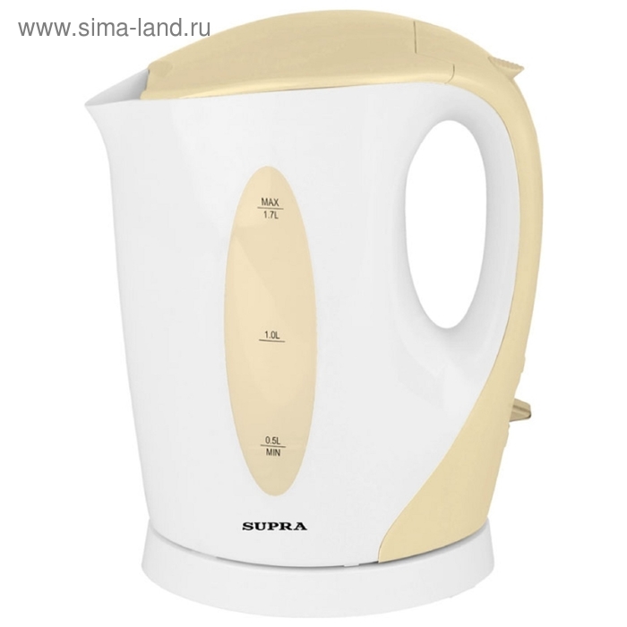 Чайник электрический Supra KES 1702, пластик, 1.7 л, 2200 Вт, белый - Фото 1