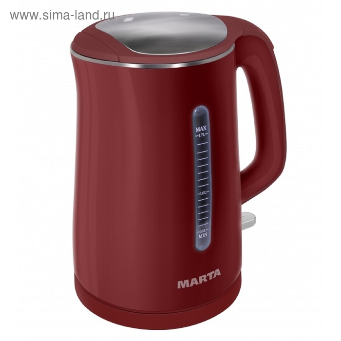 Чайник электрический Marta MT-1065, пластик, 1.7 л, 1700 Вт, красный - Фото 1