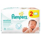 Детские влажные салфетки Pampers Sensitive, сменный блок, 2×56 шт - Фото 1