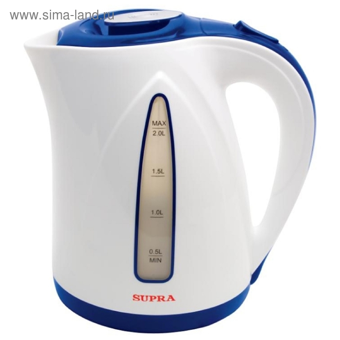 Чайник электрический Supra KES 2004, пластик, 2 л, 2200 Вт, подсветка, бело-синий - Фото 1