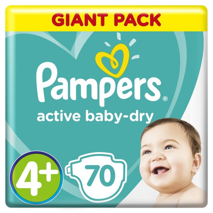 Подгузники Pampers Active Baby 4+ maxi plus, (10-15 кг), 70 шт - Фото 1