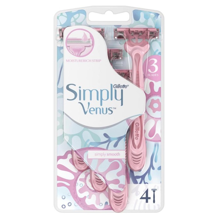Бритва Gillette Simply Venus 3, одноразовая, 4 шт. - Фото 1