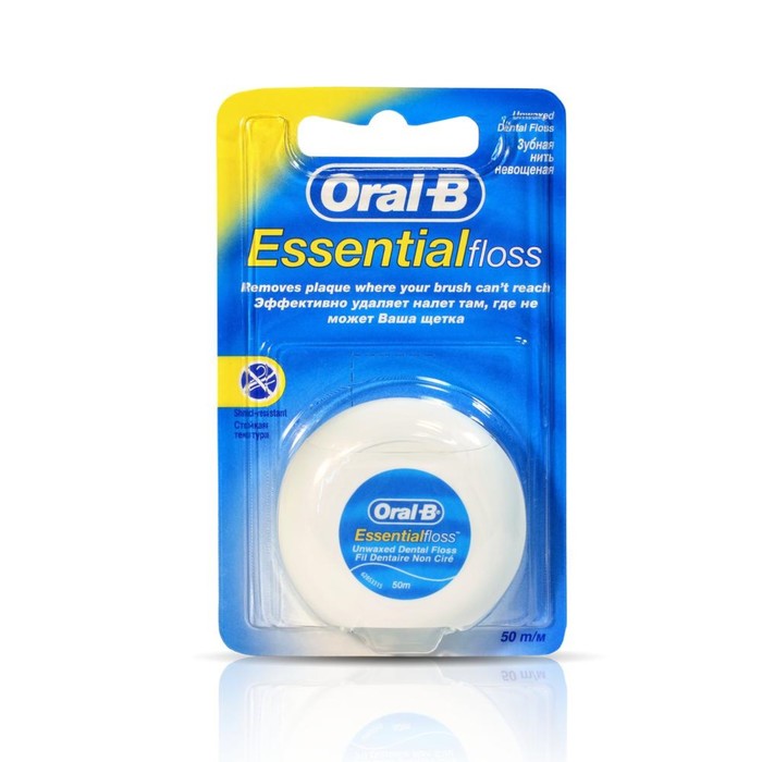 Зубная нить Oral-B Essential, невощеная, 50 м - Фото 1