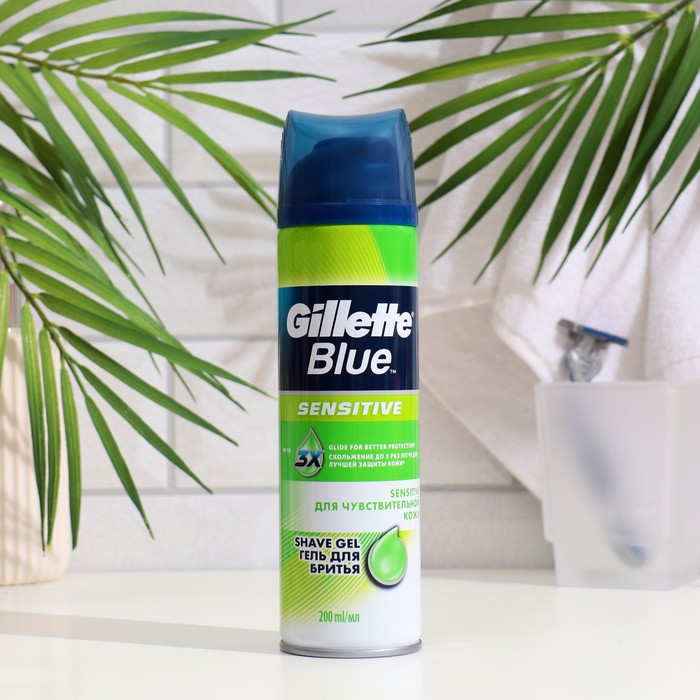 Гель для бритья Gillette Blue Sensitive, 200 мл - Фото 1