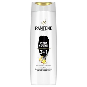 Шампунь для волос Pantene 3 в 1 «Густые и крепкие», для тонких и ослабленных волос, 360 мл 1544316