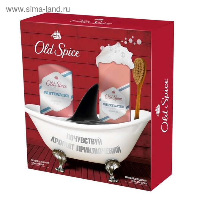 Подарочный набор для мужчины Old Spice Whitewater: Твёрдый дезодорант, 50 г + Гель для душа, 250 мл - Фото 1