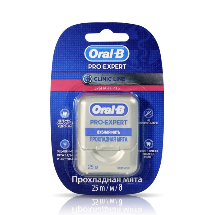 Зубная нить Oral-B Pro-Expert Clinic Line "Прохладная мята", 25 м - Фото 1