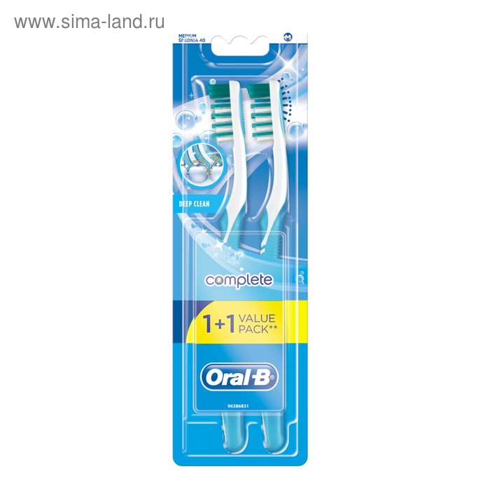 Зубная щётка Oral-B "Комплекс: глубокая чистка", средней жёсткости, 1 + 1 шт - Фото 1