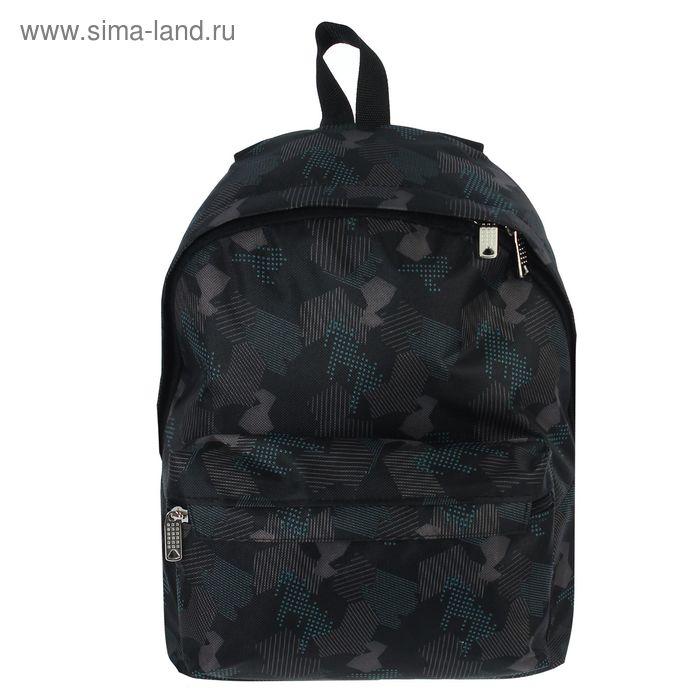 Рюкзак молодёжный на молнии "Ромбы", 1 отдел, 1 наружный карман, чёрный/серый - Фото 1