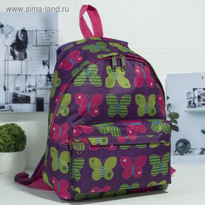 Рюкзак молодёжный, отдел на молнии, наружный карман, цвет фиолетовый - Фото 1