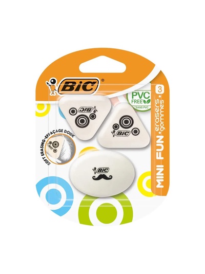 Набор ластиков 3 штуки BIC Mini Fun, блистер