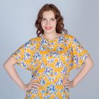 Блуза женская, размер 50, рост 170 см, цвет голубые цветы на желтом (арт. B1390-0869 С+) - Фото 6