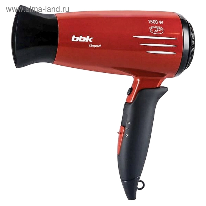 Фен BBK BHD1605i, 1600 Вт, ионизация, 2 температурных режима, 2 скорости, вишня/черный - Фото 1