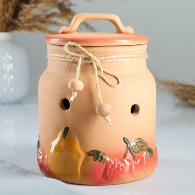 Банка для хранения сухофруктов «Борисовская керамика», 1 л, с отверстиями для вентиляции, персиковая