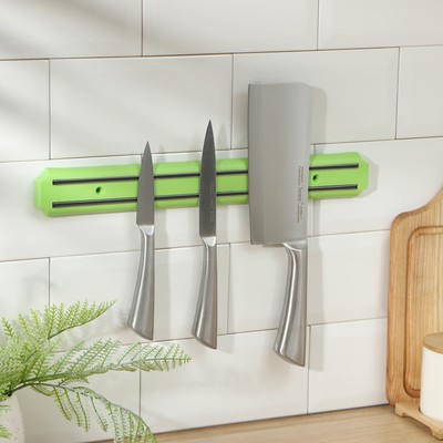 Держатель для ножей магнитный Доляна, 38 см, цвет зелёный