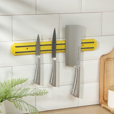 Держатель для ножей магнитный Доляна, 38 см, цвет жёлтый