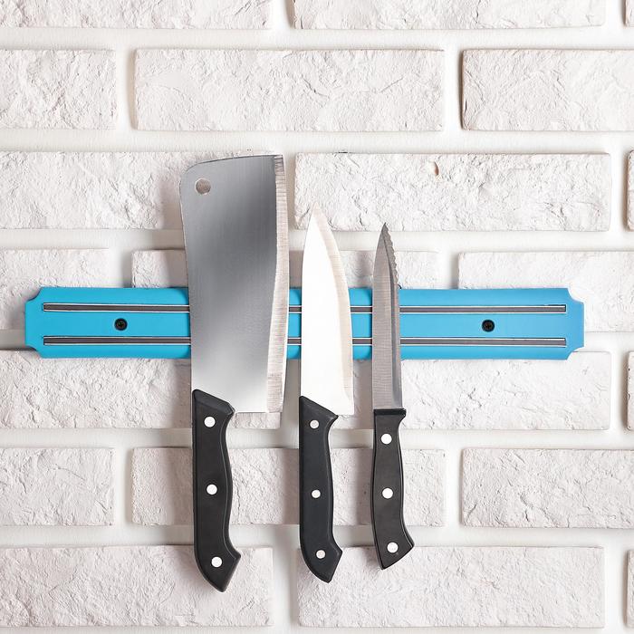 Держатель для ножей магнитный, 38 см, цвет синий - фото 1887683757