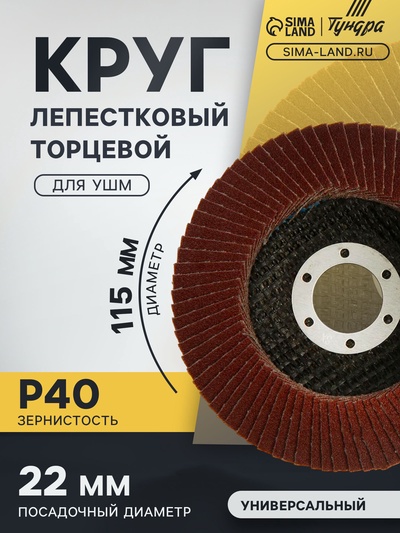 Круг лепестковый торцевой ТУНДРА, 115×22 мм, Р40