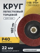 Круг лепестковый торцевой ТУНДРА, 180×22 мм, Р40 - Фото 1