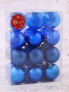 Ёлочные игрушки «Далия», шары новогодние, d=6 см, набор 24 шт., синий - Фото 3