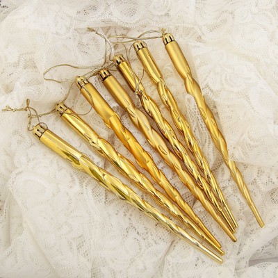 Ёлочные игрушки 7 шт. «Сосулька», 19 см, золотистый