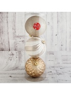 Ёлочные игрушки «Праздничное ассорти», шары новогодние, d=15 см, набор 3 шт., бело-золотой - Фото 3