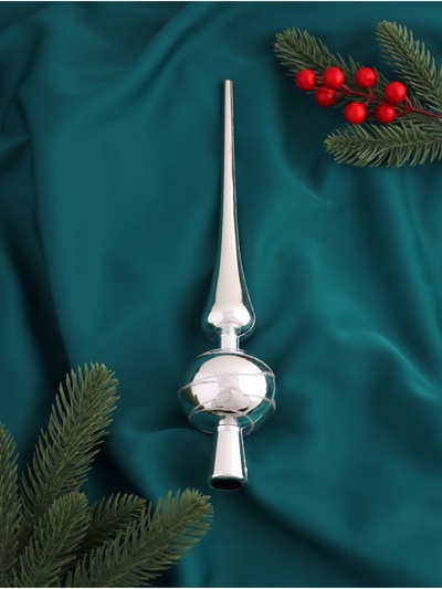 Верхушка на ёлку «Серебряные полоски» 28 см