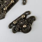 Замок металл для шкатулки «Старинный», набор 4 шт., 3.8×2.8×0.5 см - Фото 1