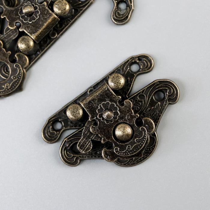 Замок металл для шкатулки «Старинный», набор 4 шт., 3.8×2.8×0.5 см - Фото 1