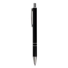 Ручка шариковая, автоматическая, 0.5 мм, круглая, чёрная с серебристыми вставками, металлический корпус, стержень синий - фото 317919135
