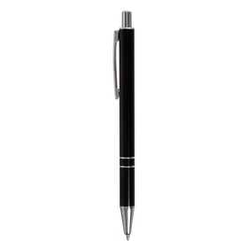 Ручка шариковая, автоматическая, 0.5 мм, круглая, чёрная с серебристыми вставками, металлический корпус, стержень синий