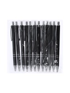 Ручка под логотип Calligrata, шариковая, автоматическая, синий стержень, узел 0.5 мм, корпус металлический чёрный с серебристым (комплект 12 шт) - фото 69382138