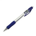 Ручка шариковая авт 1,0мм стержень синий прозр корп с синим колп с резин держ - Фото 1