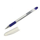Ручка шариковая, 1.0 мм, стержень синий, корпус прозрачный,с резиновым держателем - фото 317919146