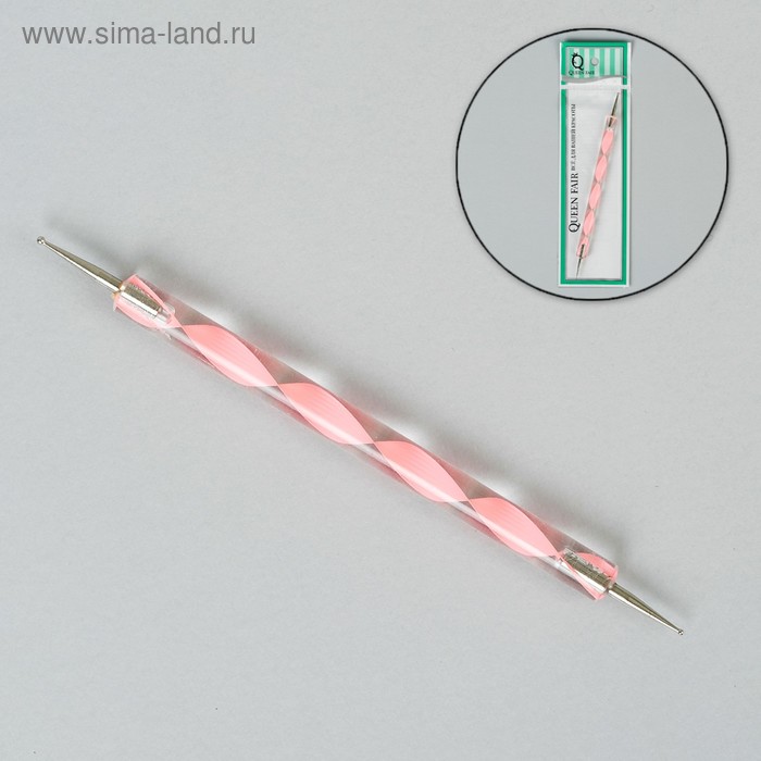 Дотс для ногтей, двусторонний, 13 см, d = 0,2/0,1 см, цвет розовый - Фото 1