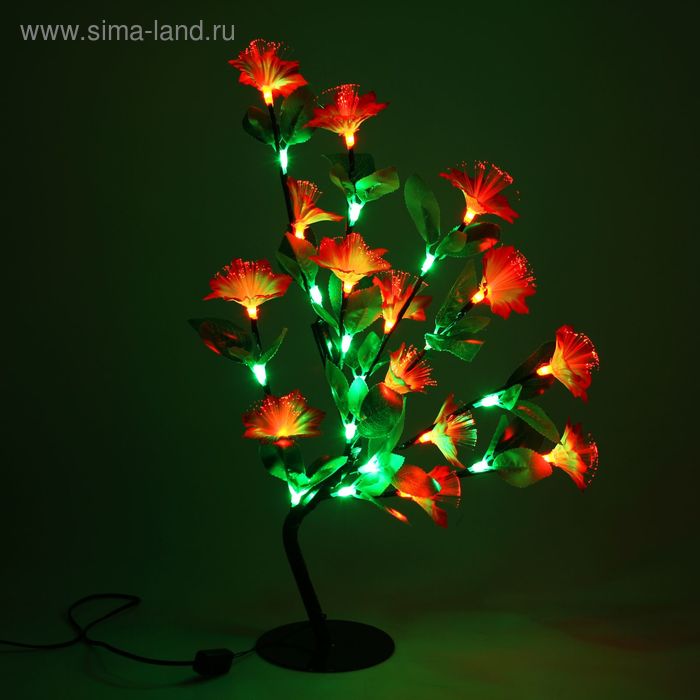 Светодиодный куст 0.6 м, "Цветок", 24LED, 220V, фиксинг, КРАСНЫЙ - Фото 1