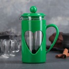 Чайник заварочный френч - пресс Доляна «Комплимент», 350 мл, стекло, цвет зелёный - Фото 1