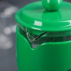 Чайник заварочный френч - пресс Доляна «Комплимент», 350 мл, стекло, цвет зелёный - Фото 3