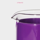 Чайник заварочный френч - пресс Доляна «Комплимент», 350 мл, стекло, цвет фиолетовый - фото 4558669