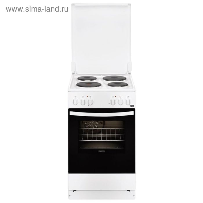 Плита Zanussi ZCE9550G1W, электрическая, 4 конфорки, 56 л, эмаль, гриль, белая - Фото 1